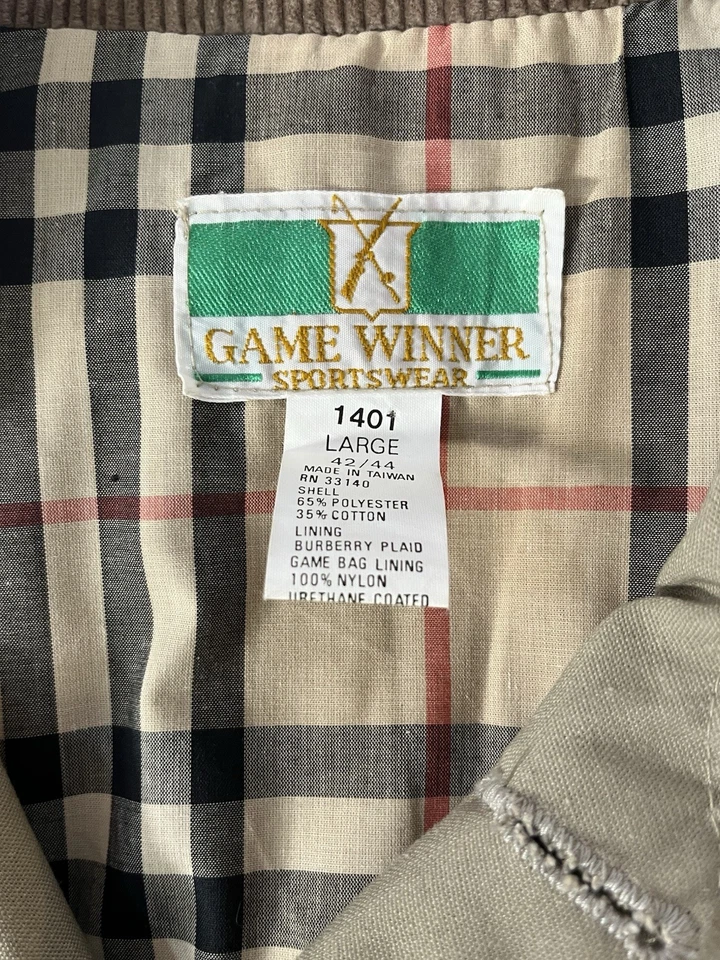 Game Winner 运动装 户外 复古 狩猎 野战外套 尺寸 Lg 博柏利格子 — 第 4/4 张图片