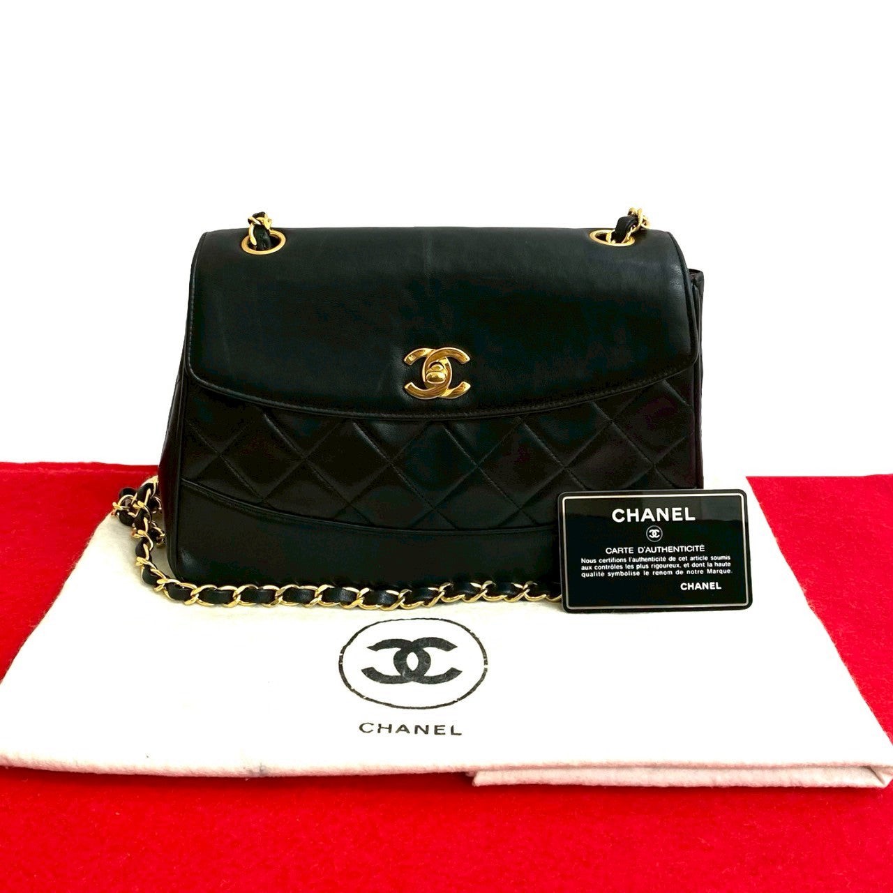 Chanel Matelassé Lambskin Black Shoulder Bag One Size Women