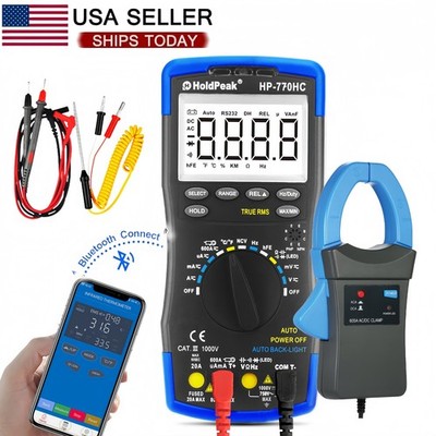 TRMS Digital Multimeter 6000 Counts Auto Range Ammeter AC DC Volt Clamp Meter US