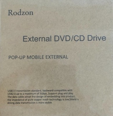 Rodzon Pop-Up Mobile External DVD/CD Drive im Schwarz