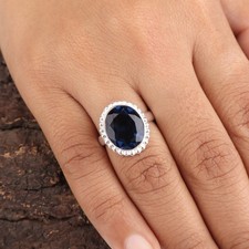 London Blue Topaz Gemstone 925 Sterling Silver Handmade Jewelry Ring For Wedding