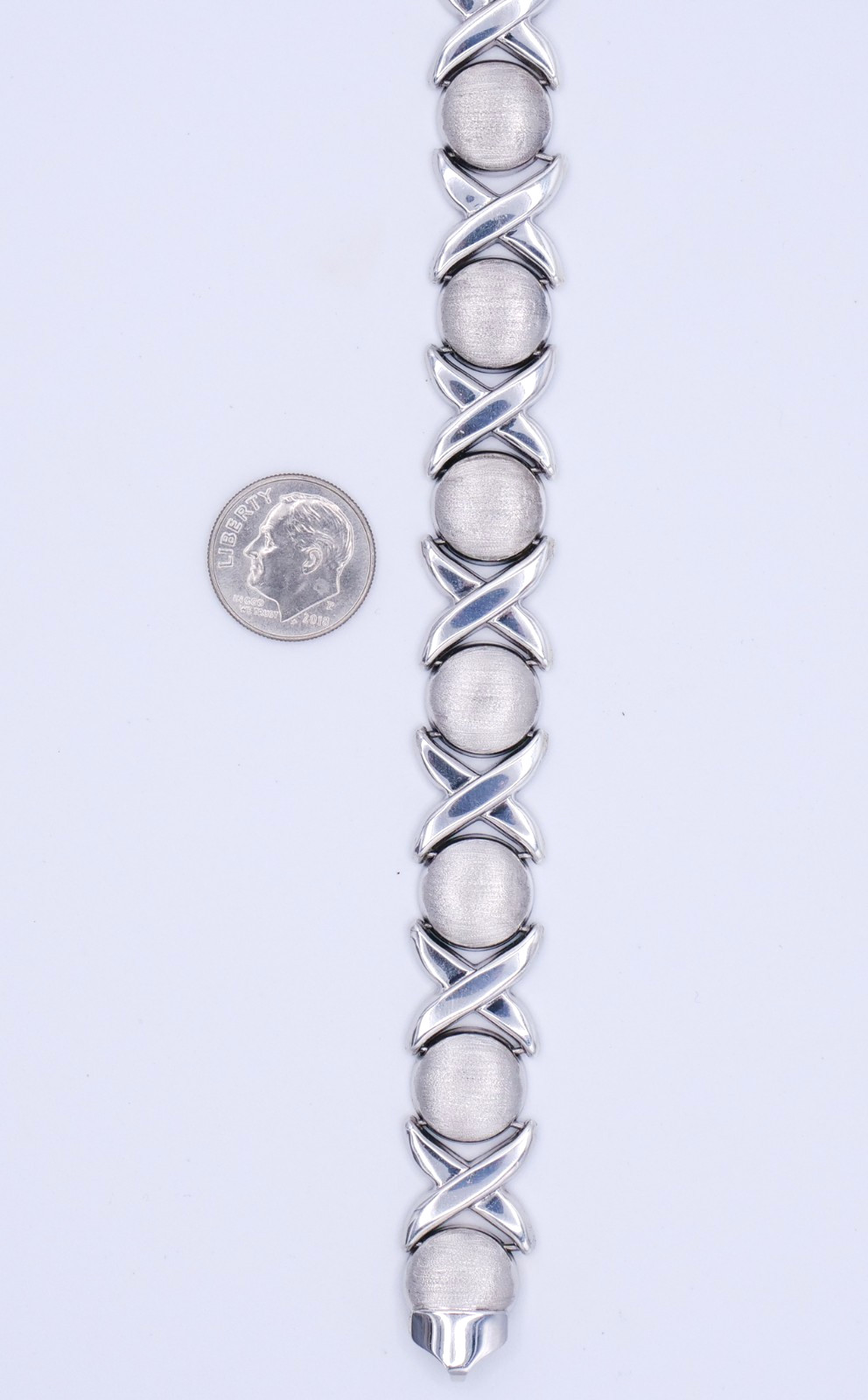 Sterling Silver 925 XOXO Large 14mm 7" Hugs and Kisses Polished Ladies Bracelet