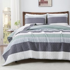 Andency Queen Quilt Bedding Set Sage Green, 3 Pieces Patchwork Mint Green Str...