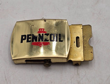PENNZOIL Solid Brass Belt Buckle Made In USA