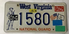 West Virginia Military License Plate - National Guard, Many Tags #1580 Good Cond
