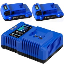 2 Pack 3.0Ah Li-ion Battery and Charger Kit For Kobalt 24V Max KB624-03 KB524-03
