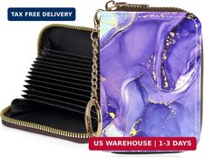 Credit Card Holder for Women,Small Rfid Wallet with Keychain Zipper,Cute PU Leat