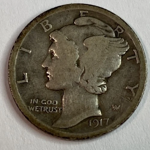 1917 D Mercury Dime VG/ VF : Lower Mintage - .90 Silver Nice Coin