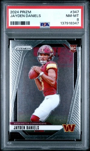 2024 Prizm #347 Jayden Daniels Rookie Card PSA 8 NM-MINT