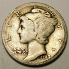 1917 D Mercury Dime 90% Silver G-VG  "Actual Coin Pictured - Not Cleaned"