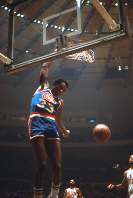 David Thompson Denver Nuggets slam dunks v the New York Knicks at - Old Photo