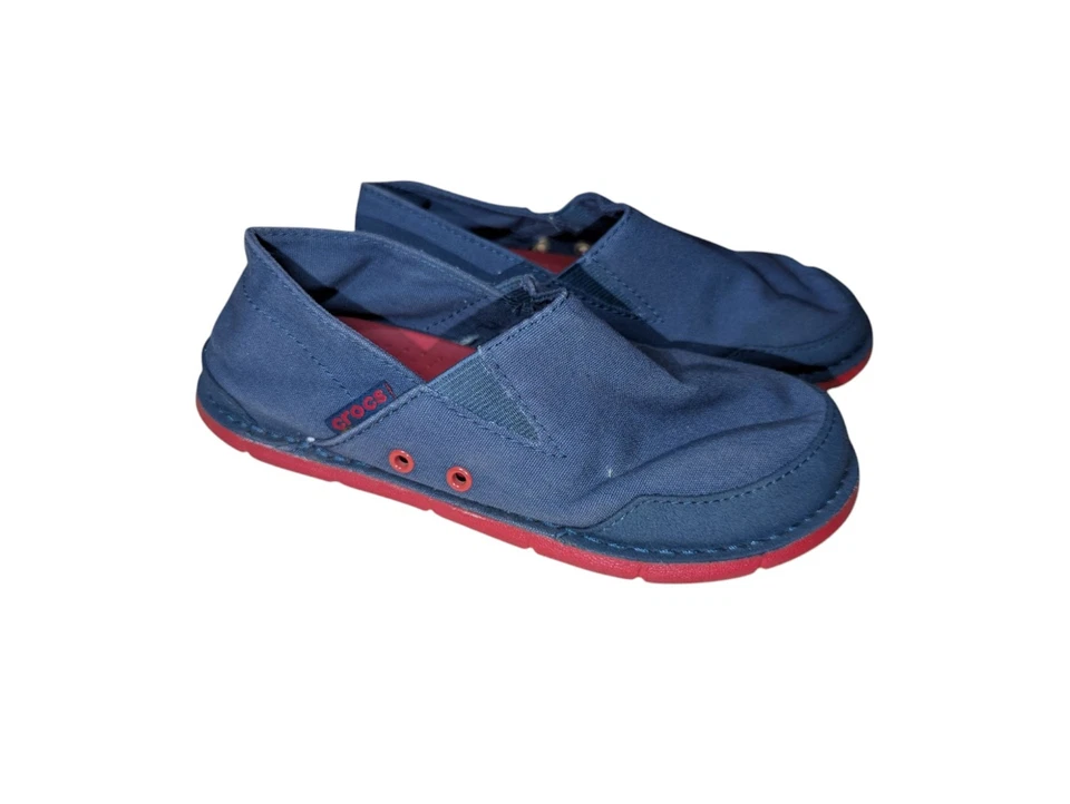 Mocasín de Lona Crocs Niños Jóvenes EE. UU. Talla J1 Azul Marino Rojo Y 1 Patriótico 4 de Julio Foto 2 de 4
