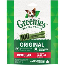 GREENIES Original Regular Size Dog Dental Treats 6 Count Pack for Oral Care