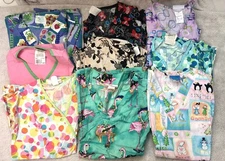 Lot Of 9 Women's Size 7@XS  2@SM Scrub Tops- SB, Cherokee, WS + More/ Multicolor