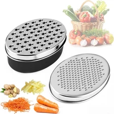 Stainless Steel Cheese Grater with Airtight Storage Container - Box Grater for K