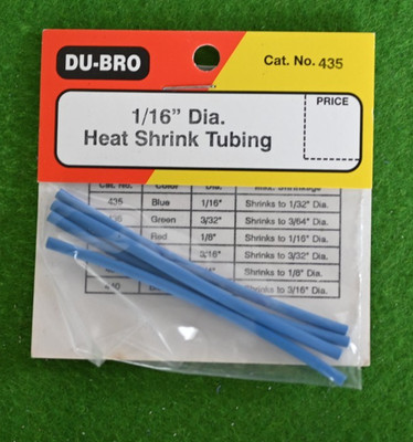 DU-BRO RC/Flugzeug/Modell Schrumpfschlauch 1/16'' blau x4 (Loc 8)
