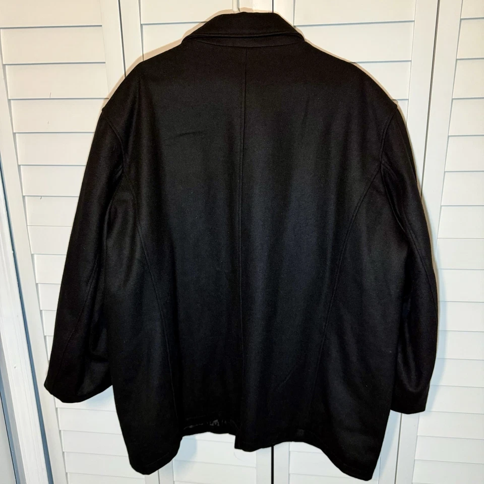 Casaco de campo masculino preto rebite mistura de lã 2X preto botão frontal jaqueta - Imagem 2 de 4