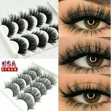 5 Pairs 3D False Eyelashes Mink Wispy Cross Long Thick Soft Fake Eye Lashes USA