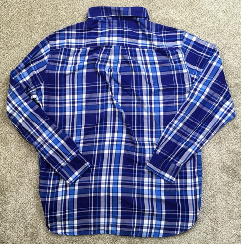 Chaps Ralph Lauren Shirt Men's Large Blue White Plaid Flannel Long Sleeve - Picture 2 of 9