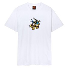 SANTA CRUZ Sommer Sparrow T Shirt. White. Tattoo Art Tee. Skateboard Surf style