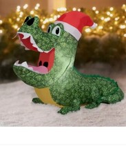 3.5' CHRISTMAS ALLIGATOR W/ A SANTA HAT CHRISTMAS INFLATABLE DECORATION NEW