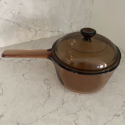 Corning Visionware Amber Hartglas Antihaft 1L Soßenpfanne Topf mit Deckel