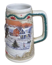 1996 Budweiser Beer Stein – Clydesdale Horses Winter Scene – Anheuser-Busch EXC