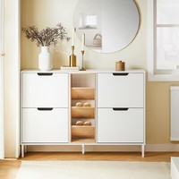 Sobuy Schuhschrank Schuhkipper Mit 4 Klappen Schuhregal Schmal Weiß FSR183-WN