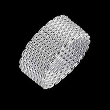 925 Sterling Silver Simple Net Rings lady fine Jewelry for Women Size 6 7 8 9 10