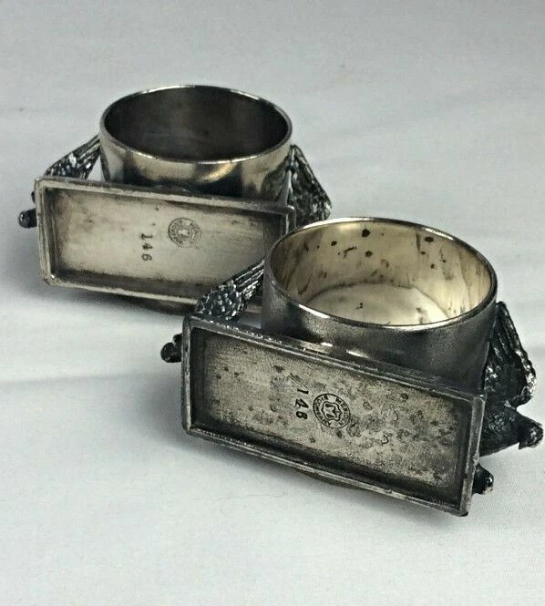 2 soportes de anillo servilletero pájaro figurativo placa de plata antiguo victoriano Meriden  Foto 2 de 4
