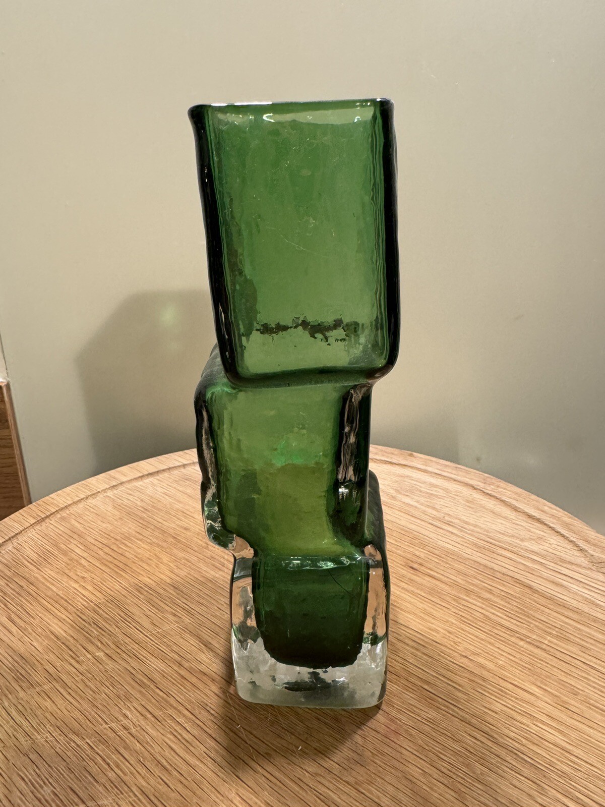 Whitefriars style glass drunken bricklayers vase Green eBay