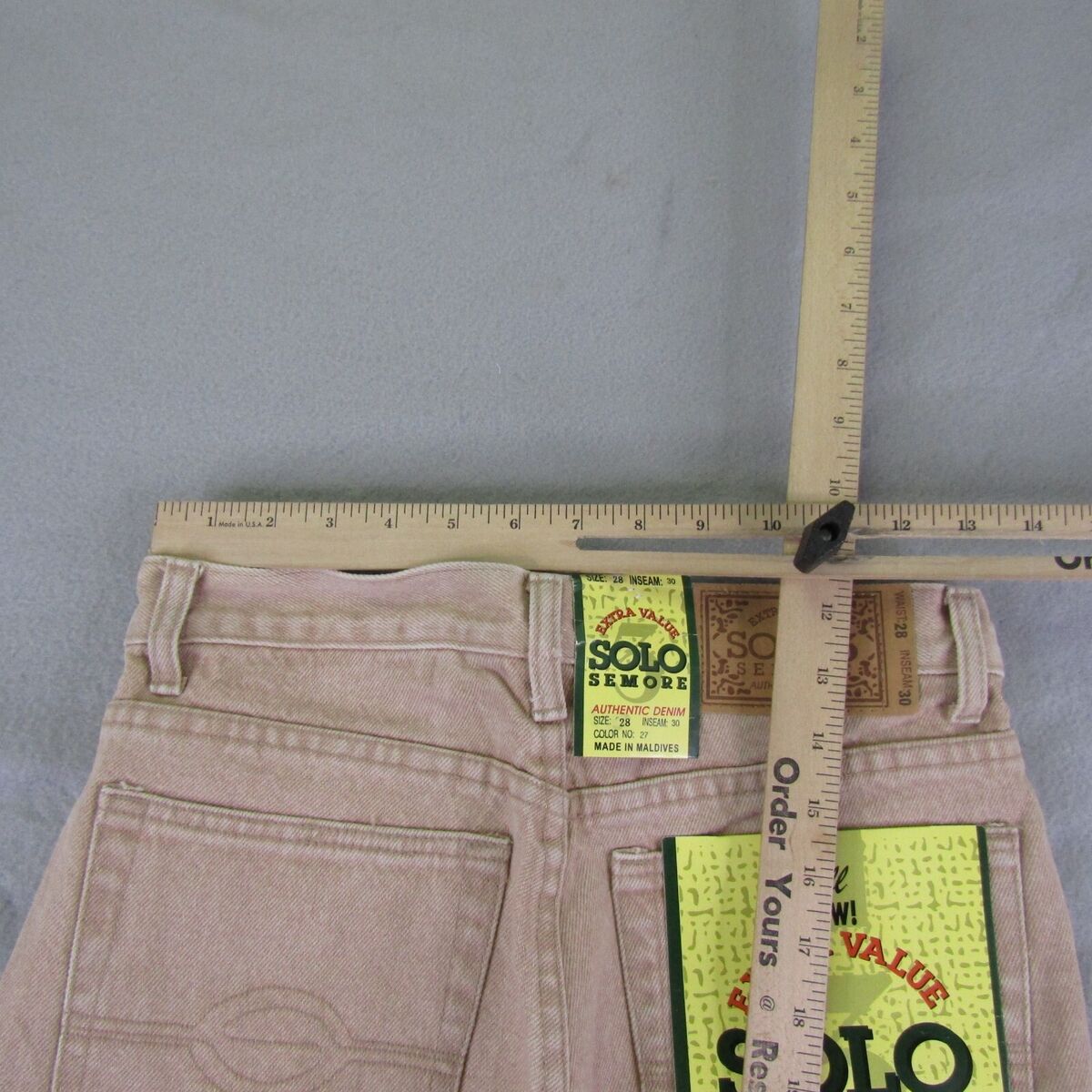 Vintage Solo Semore Jeans Mens 28x30 Khaki Denim Straight Vintage Solo Semore Jeans Mens 28x30 Khaki Denim Straight