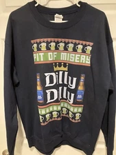 Budweiser Dilly Dilly Sweatshirt Pit of Misery Ugly Sweater Size L Bud Light