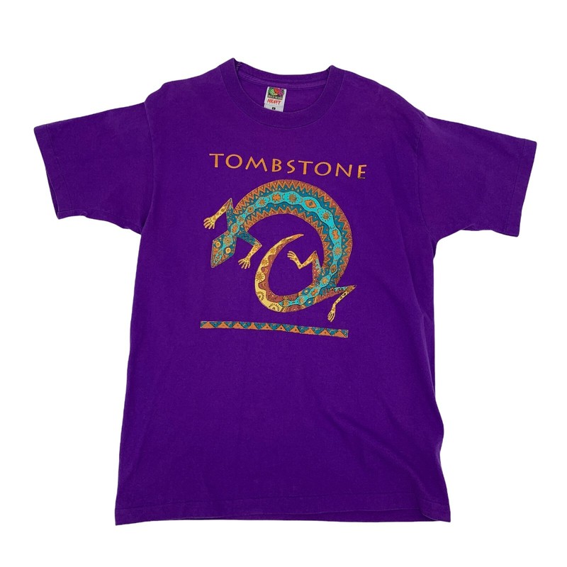 Vintage Tombstone T-Shirt Adult Size L Purple Short Sleeve 100% Cotton Made USA
