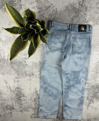 Vintage Versace Couture Tie Dye 1of1 Denim Relaxed Jeans Pants Trousers  Bottoms