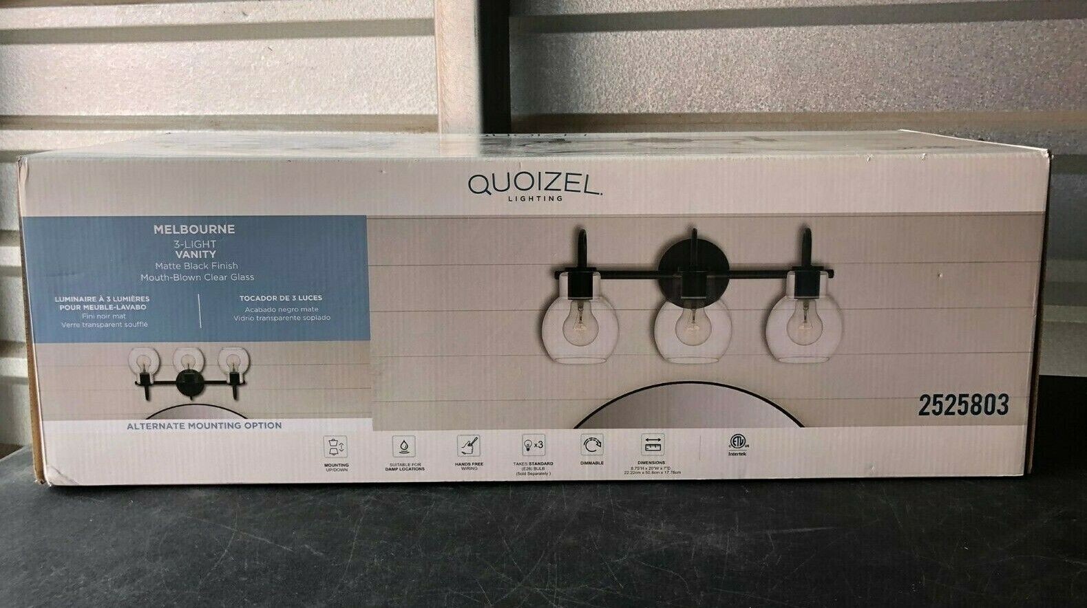 Quoizel Melbourne 3Light Black Transitional Vanity Light 2525803 eBay