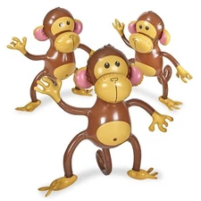 Playbees Large Inflatable Monkey 27" - 3 Pack Blow Up Animal Party Favors - I...