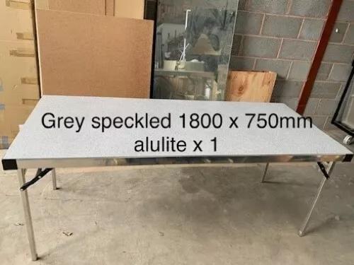 Folding Trestle Table 180 x 75 x 73.5cm Speckled Grey Laminate - Seconds
