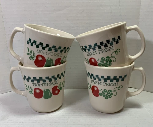 4 Corning Ware Corelle Farm Fresh Homemade Coffee Cups Pears Apples (2 avb)