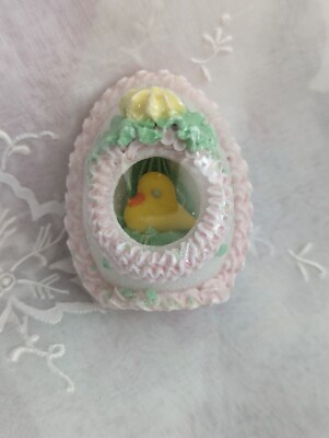 VINTAGE PANORAMA SUGAR EASTER EGG WITH BABY CHICK INSIDE, IN ORIGINAL WRAPPER