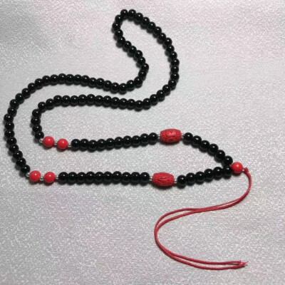 6mm 25 '' Natural Black Obsidian Jade Beads Necklace - For Pendant