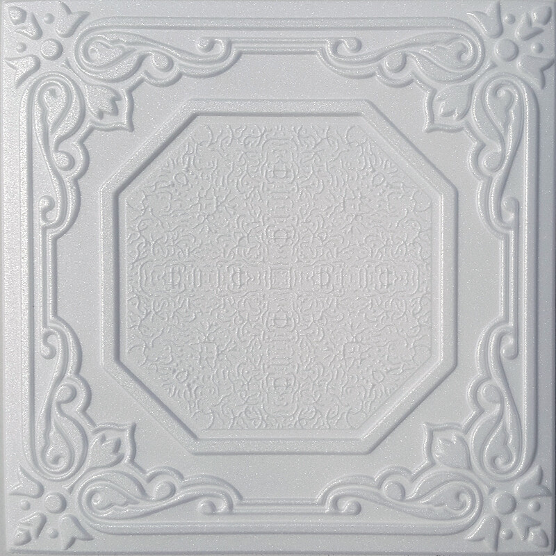 Glue Up Styrofoam Ceiling Tiles - 20x20 Inch White Tiles, Choice Of Designs For Easy Installation