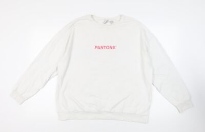 Pantone Damen Pullover Sweatshirt weiß Baumwolle Größe 18 Pulli - Logo