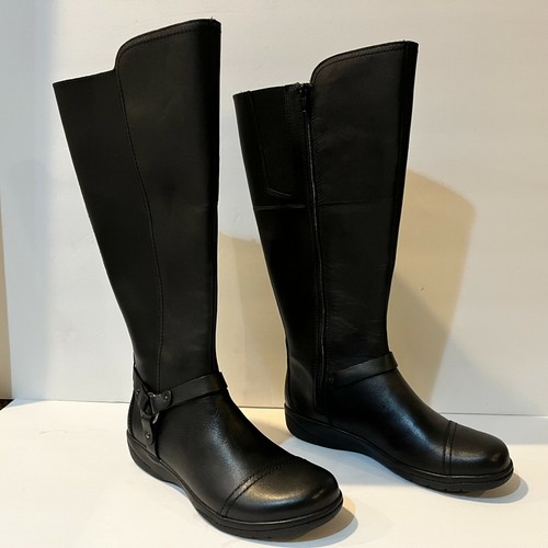 Clarks Black Leather Cheyn Lindie Wide 