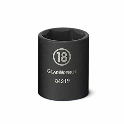 GEARWRENCH 84341N 3/8 Inch Drive Deep Impact Metric Socket – 18mm, 6-Point, CR-MO Black Finish