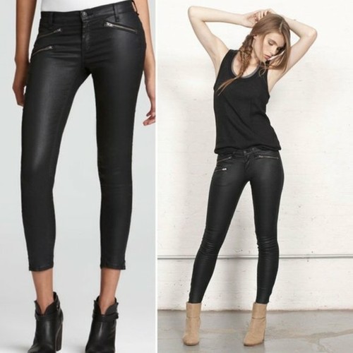 Low Rise Skinny Ankle Zip Coated Jean 