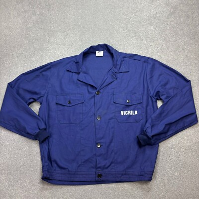 Vintage französische Jacke Erwachsene Large blau Arbeitskleidung abgenutzt Ca...