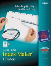 Avery 11446 Index Maker 5-Tab Print Apply Clear Label White Divider 25 sets (R15