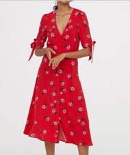 Vintage Red Floral Midi Summer Dress Size L