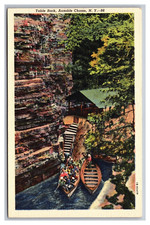 Ausable Chasm New York Table Rock Boat Launch Tour Attraction Linen Unp Postcard